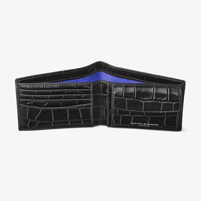 Billfold Coin Wallet Deep Shine Black Croc