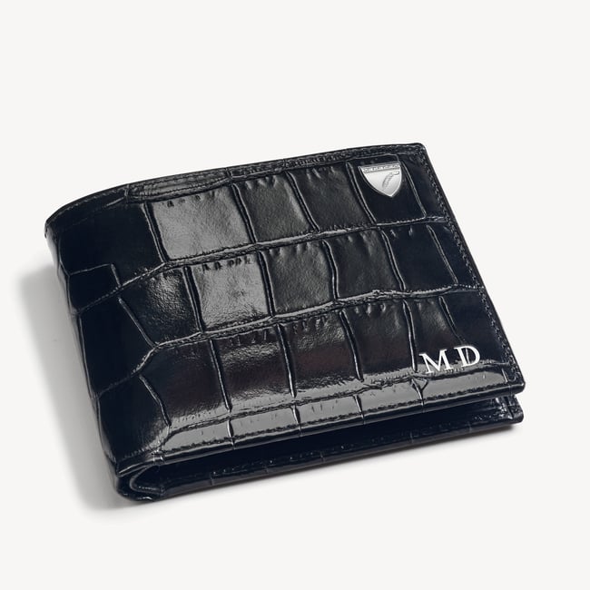Billfold Coin Wallet Deep Shine Black Croc