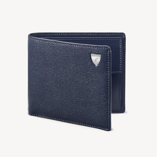 Billfold Coin Wallet Navy Saffiano & Smooth Navy