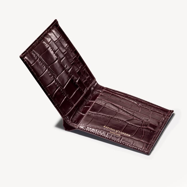 8 Card Billfold Wallet Deep Shine Amazon Brown Croc