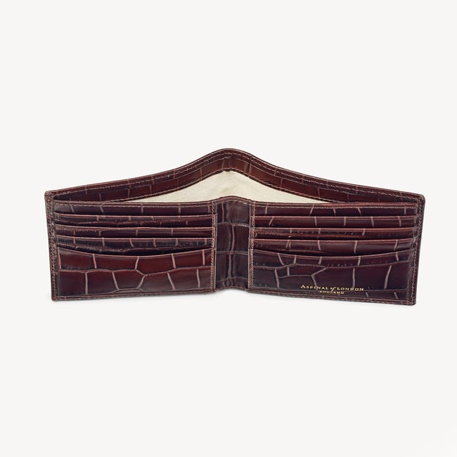 8 Card Billfold Wallet Deep Shine Amazon Brown Croc