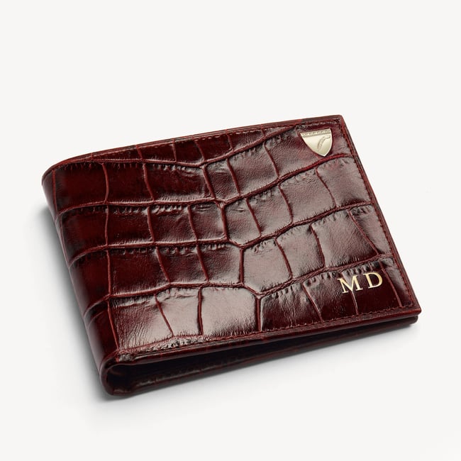 8 Card Billfold Wallet Deep Shine Amazon Brown Croc