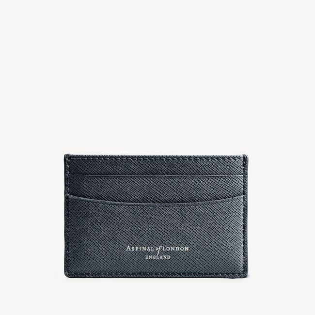 Slim Credit Card Holder  Navy Saffiano