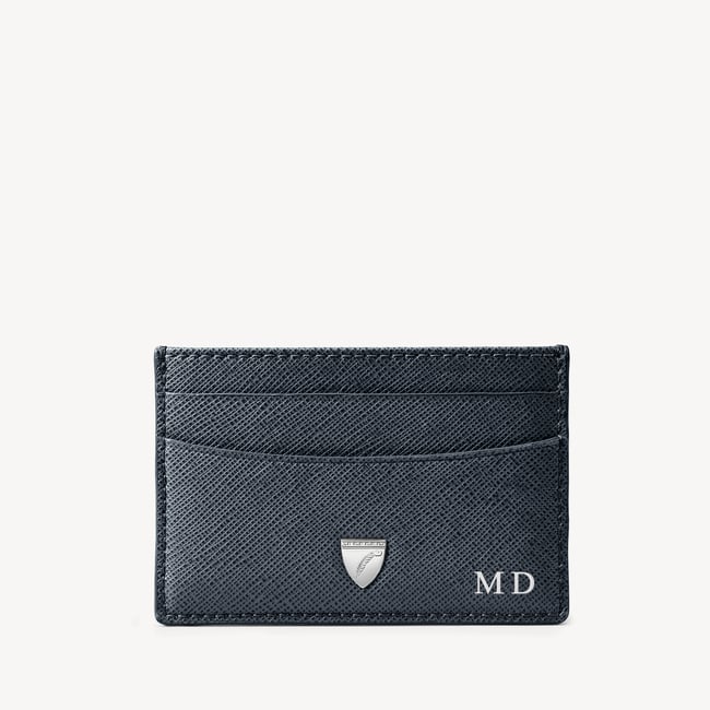 Slim Credit Card Holder  Navy Saffiano