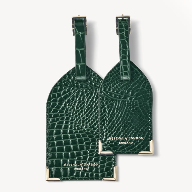 Set of 2 Luggage Tags Evergreen Patent Croc