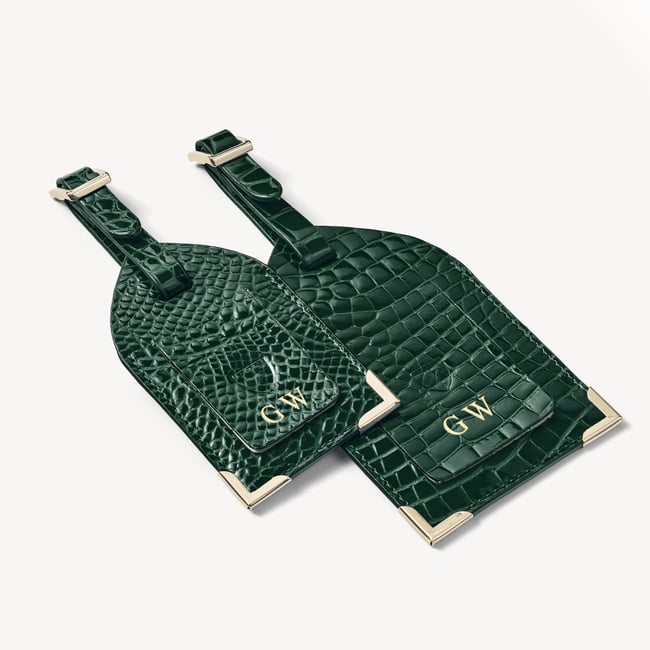 Set of 2 Luggage Tags Evergreen Patent Croc