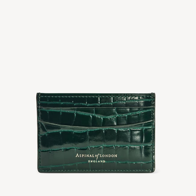Slim Credit Card Holder Evergreen Patent Croc