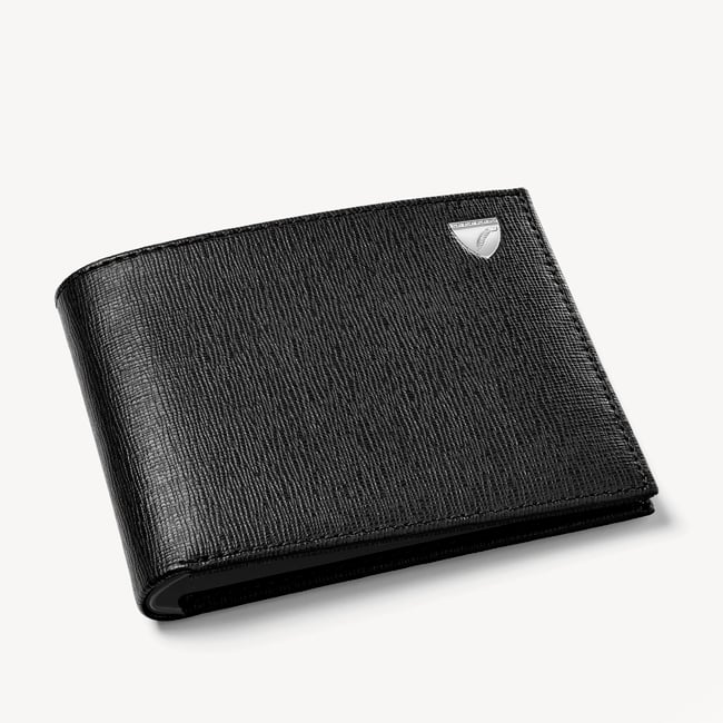 8 Card Billfold Wallet Black Saffiano & Smooth Black