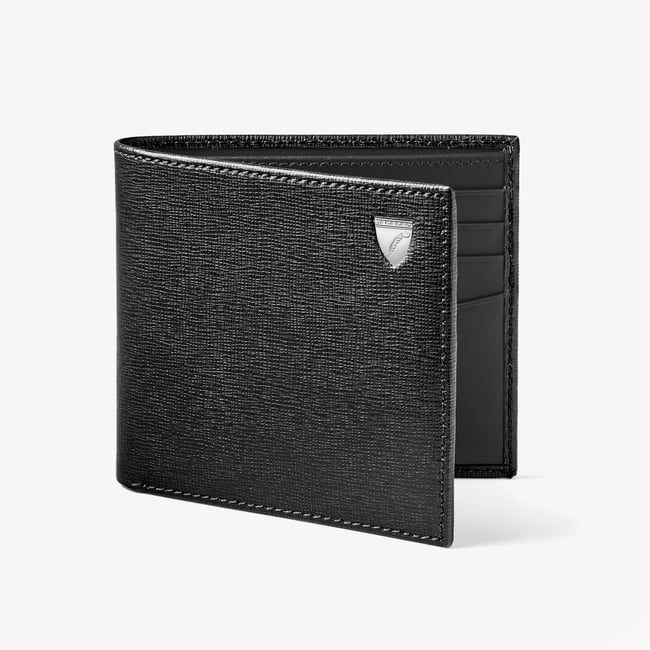 8 Card Billfold Wallet Black Saffiano & Smooth Black