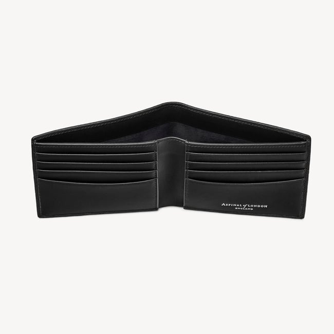 8 Card Billfold Wallet Black Saffiano & Smooth Black