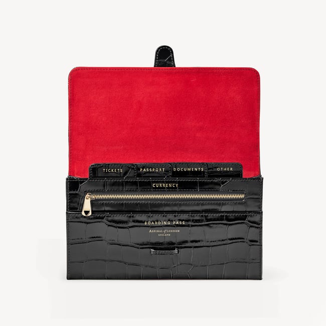Travel Wallet Deep Shine Black Croc