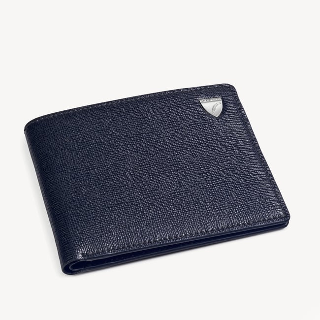 8 Card Billfold Wallet Navy Saffiano & Smooth Navy