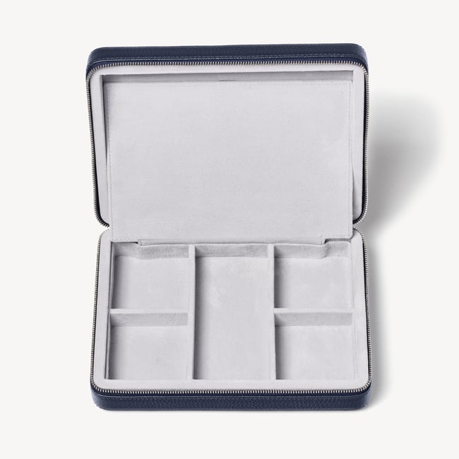 Large Travel Jewellery Case Navy Pebble