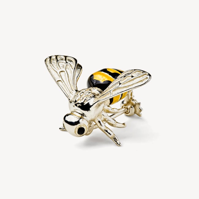 Bee Brooch Hallmarked Sterling Silver & Enamel