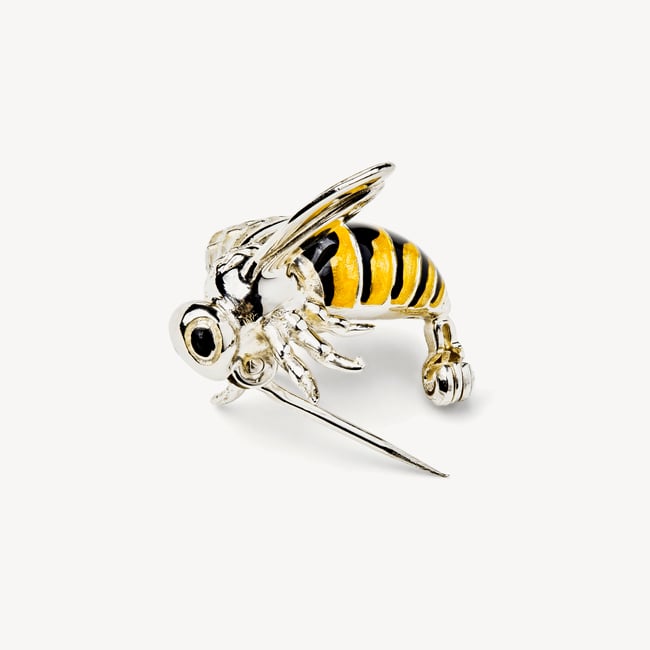 Bee Brooch Hallmarked Sterling Silver & Enamel