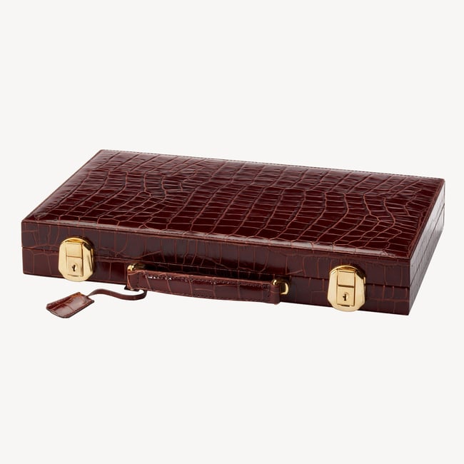 17-inch Backgammon Set Deep Shine Amazon Brown Croc