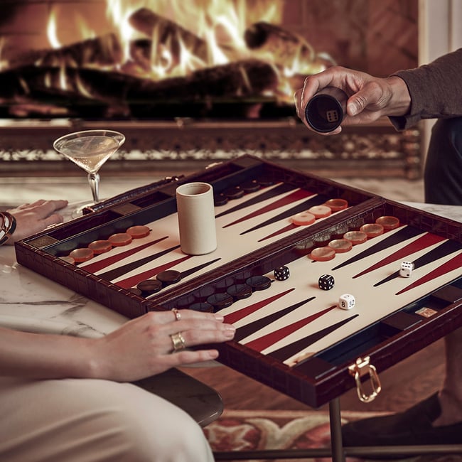 17-inch Backgammon Set Deep Shine Amazon Brown Croc