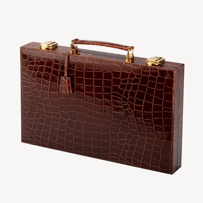 17-inch Backgammon Set Deep Shine Amazon Brown Croc