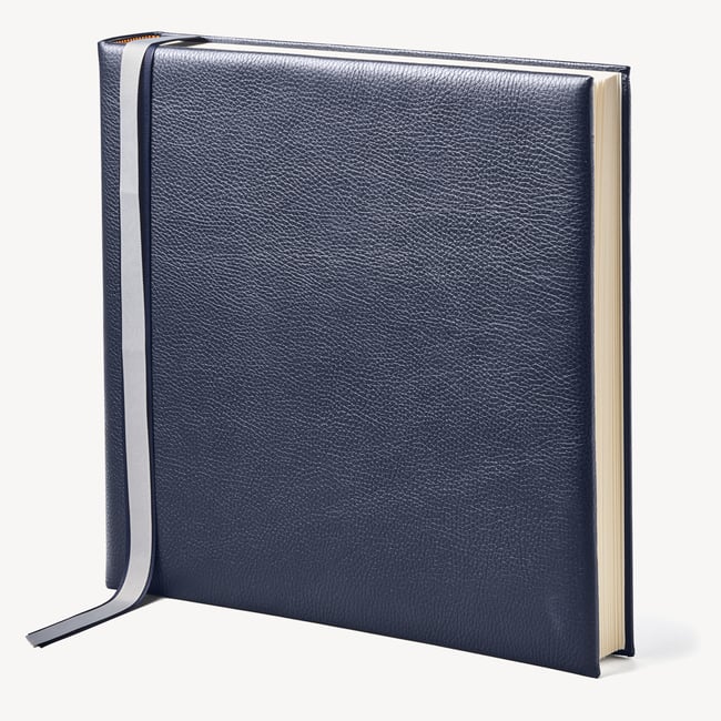14-inch Leather Photo Album Navy Pebble