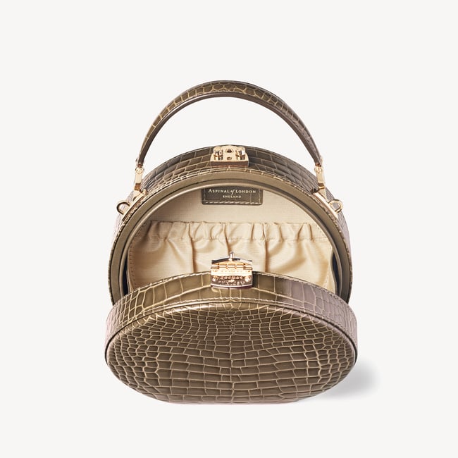 Hat Box Mocha Patent Croc