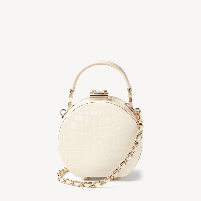 Micro Hat Box Ivory Patent Croc