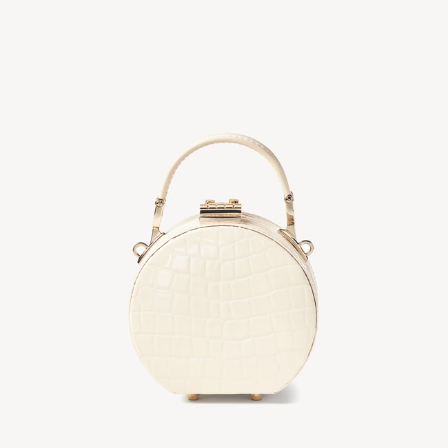 Micro Hat Box Ivory Patent Croc