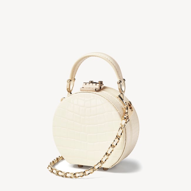 Micro Hat Box Ivory Patent Croc