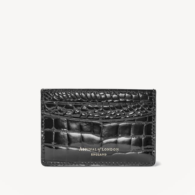 Slim Credit Card Holder Black Patent Croc
