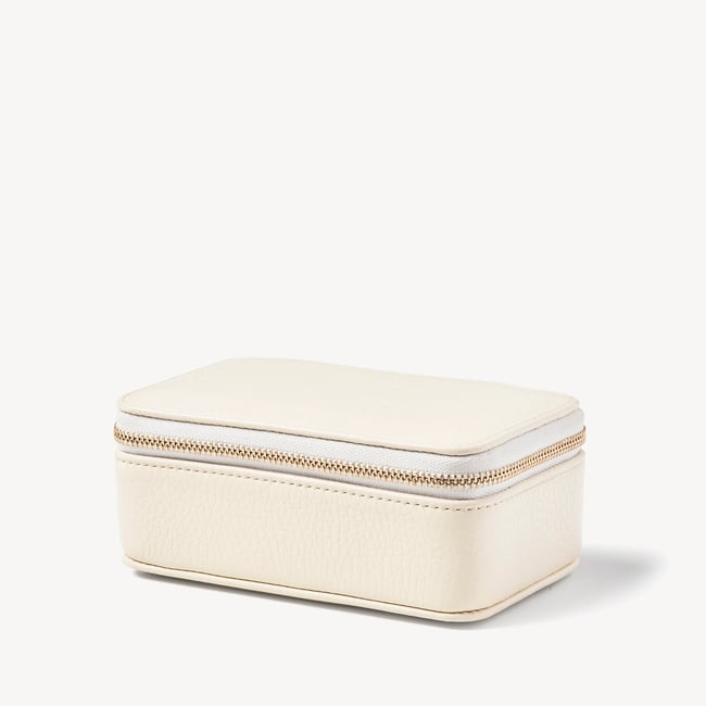 Medium Travel Jewellery Case Ivory Pebble