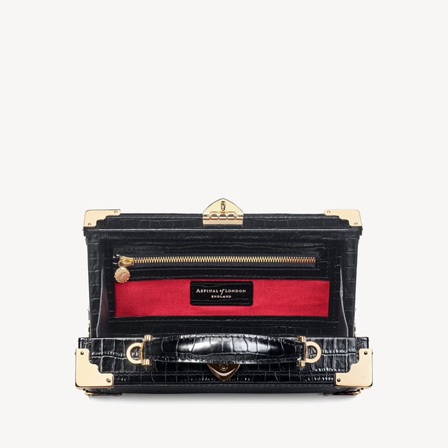 Trinket Box Deep Shine Black Small Croc