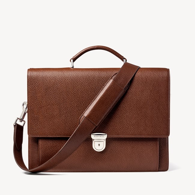 City Leather Briefcase Tobacco Pebble