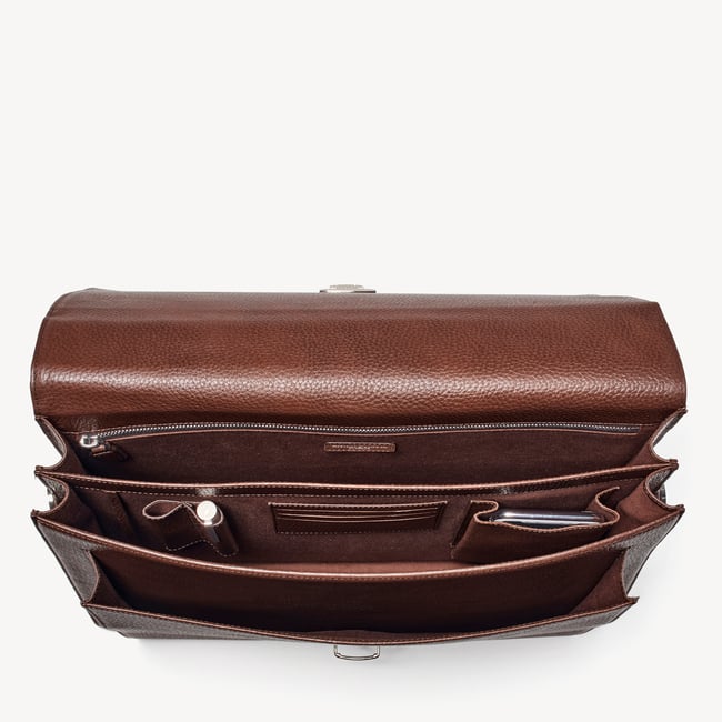 City Leather Briefcase Tobacco Pebble