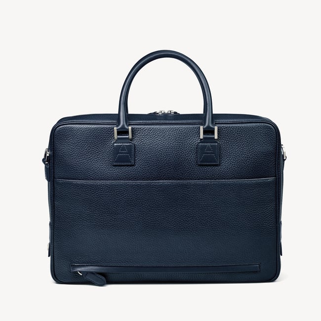 Mount Street Laptop Briefcase Navy Pebble