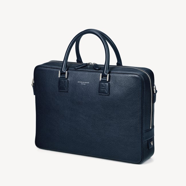 Mount Street Laptop Briefcase Navy Pebble