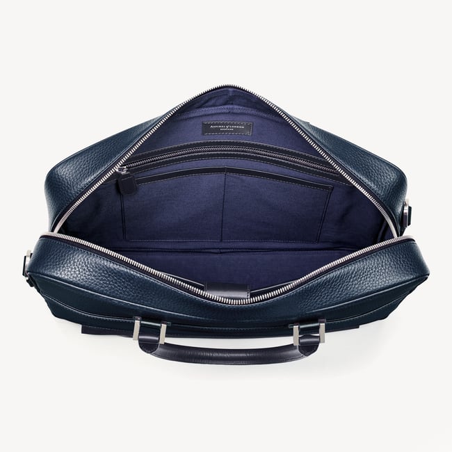 Mount Street Laptop Briefcase Navy Pebble