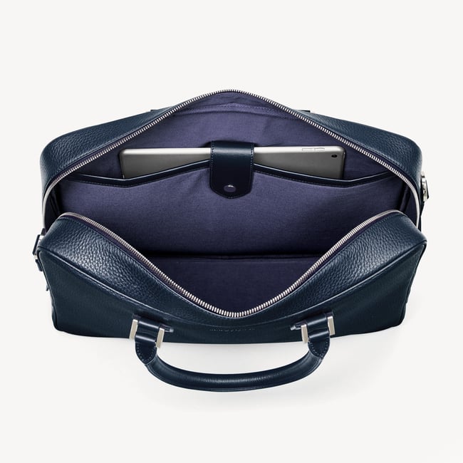 Mount Street Laptop Briefcase Navy Pebble