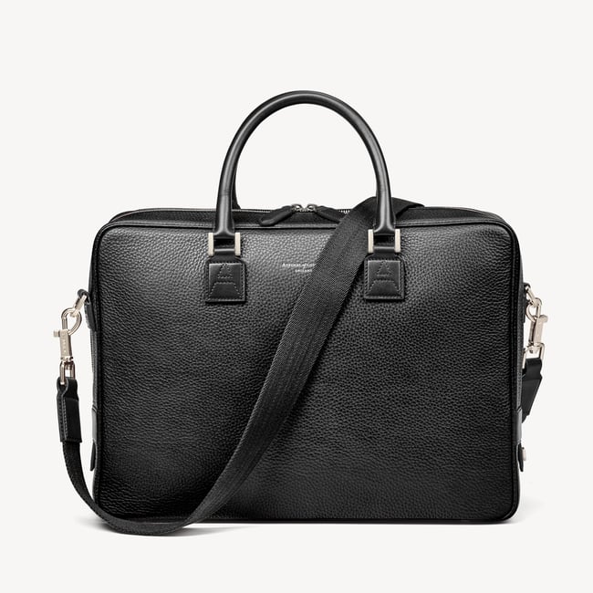 Mount Street Laptop Briefcase Black Pebble