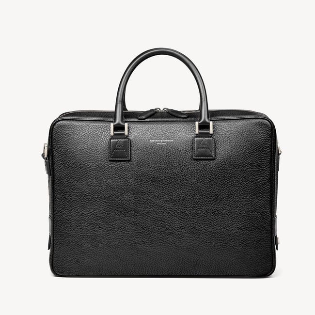 Mount Street Laptop Briefcase Black Pebble