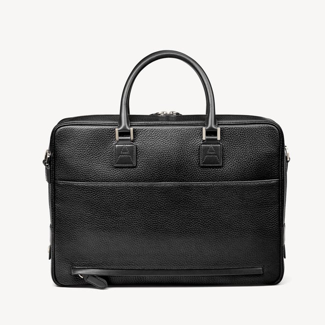 Mount Street Laptop Briefcase Black Pebble