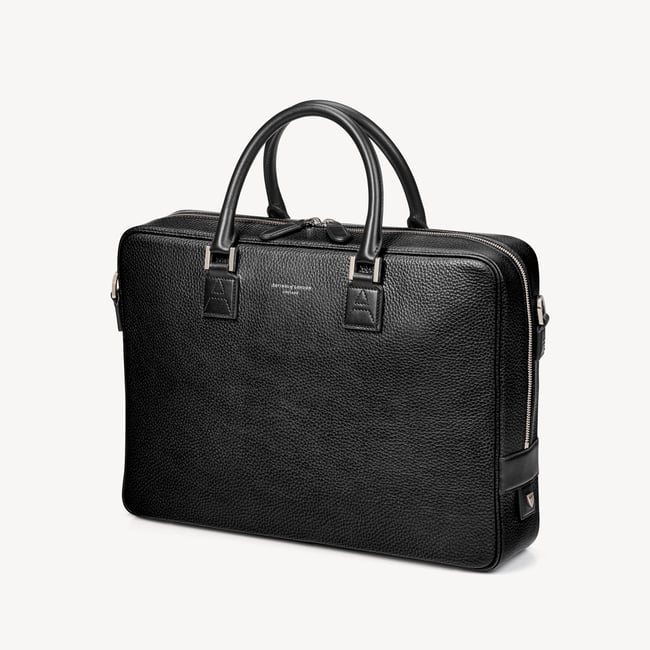 Mount Street Laptop Briefcase Black Pebble