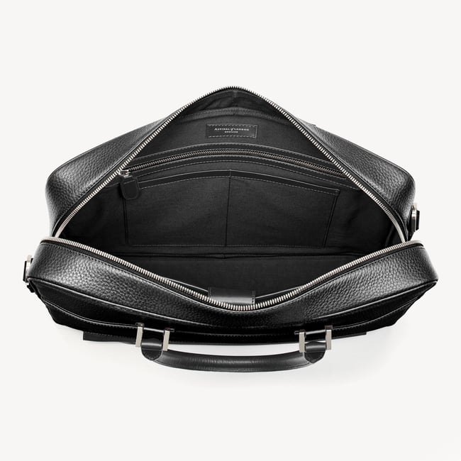 Mount Street Laptop Briefcase Black Pebble