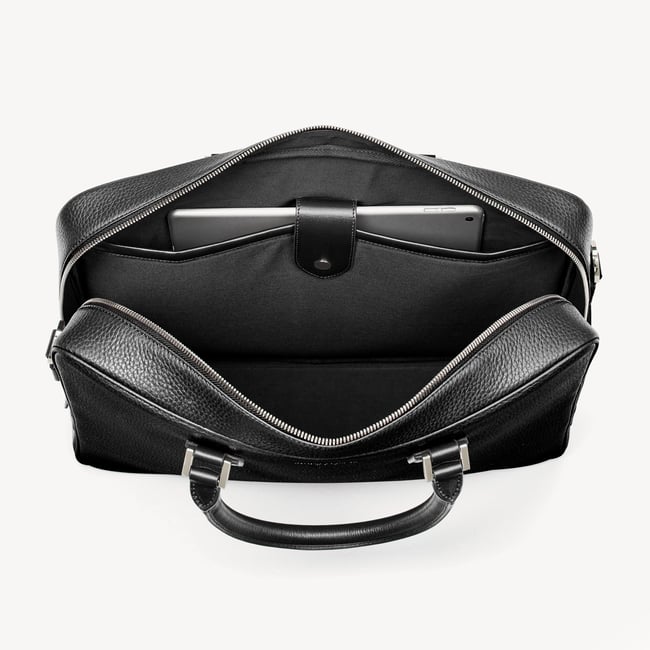 Mount Street Laptop Briefcase Black Pebble