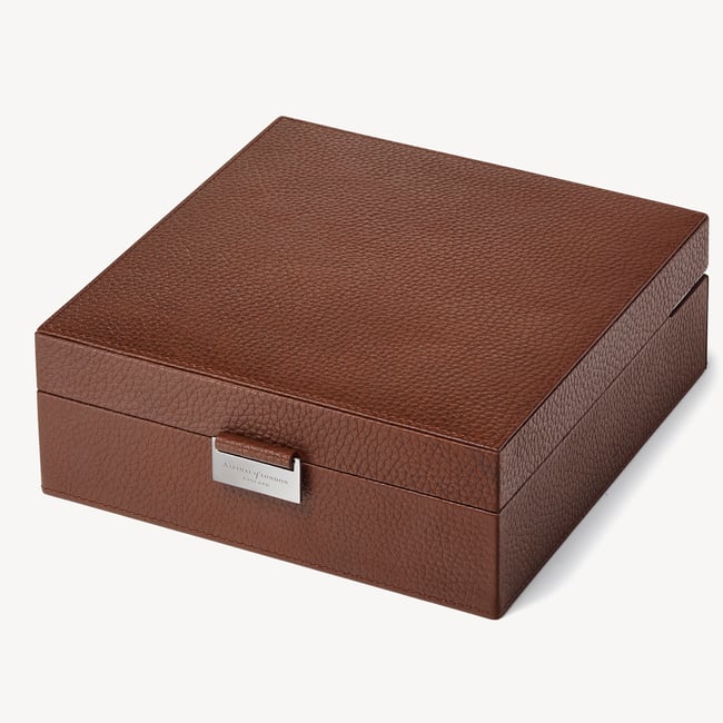 Reporter Four Piece Watch Box Tobacco Pebble