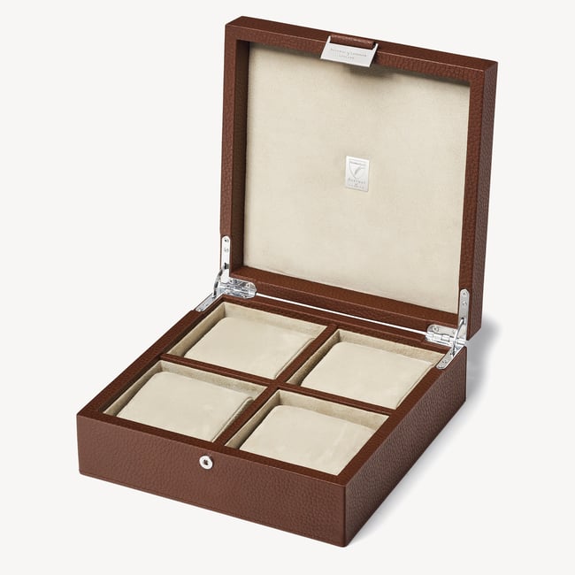 Reporter Four Piece Watch Box Tobacco Pebble