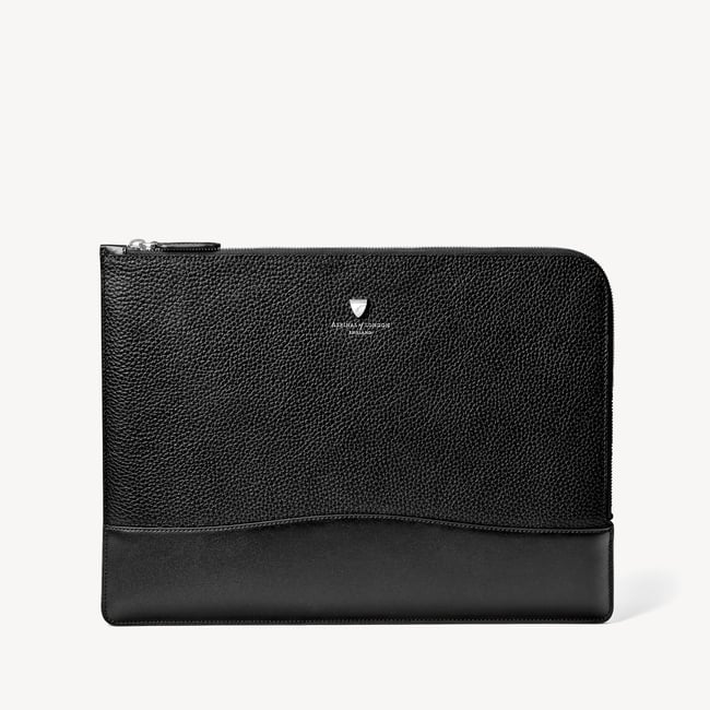 City Leather Folio Case Black Pebble