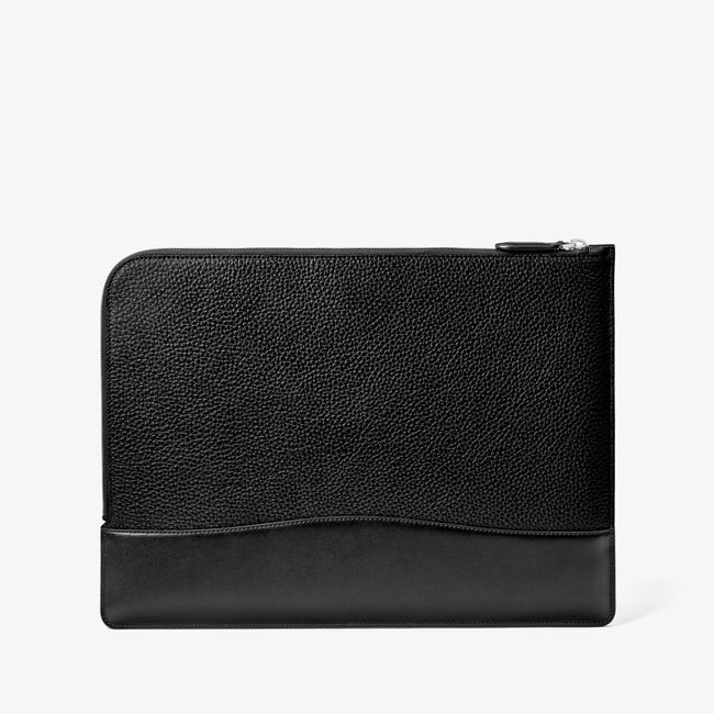 City Leather Folio Case Black Pebble