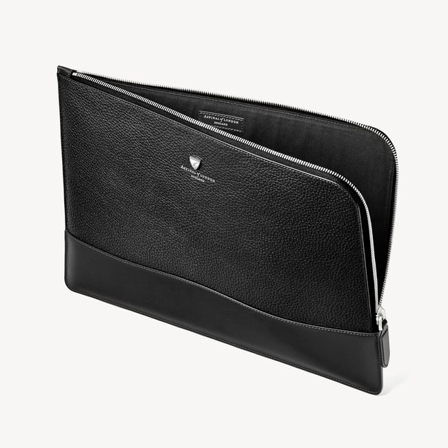 City Leather Folio Case Black Pebble