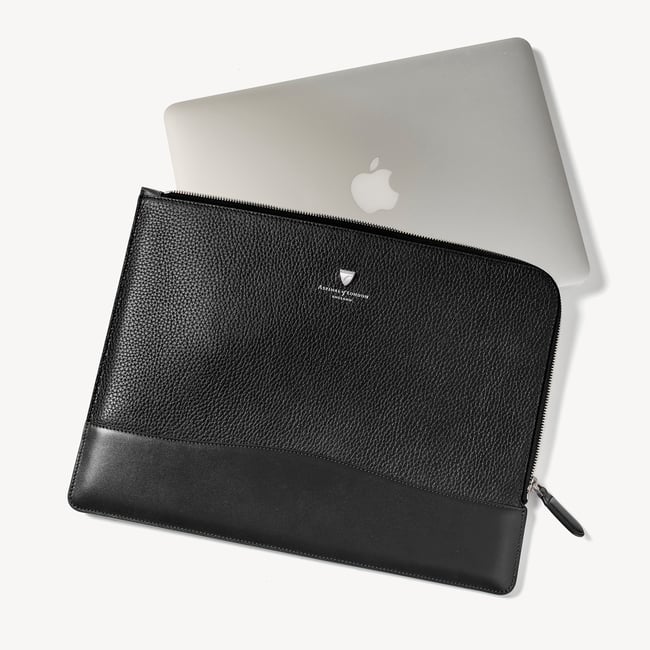 City Leather Folio Case Black Pebble