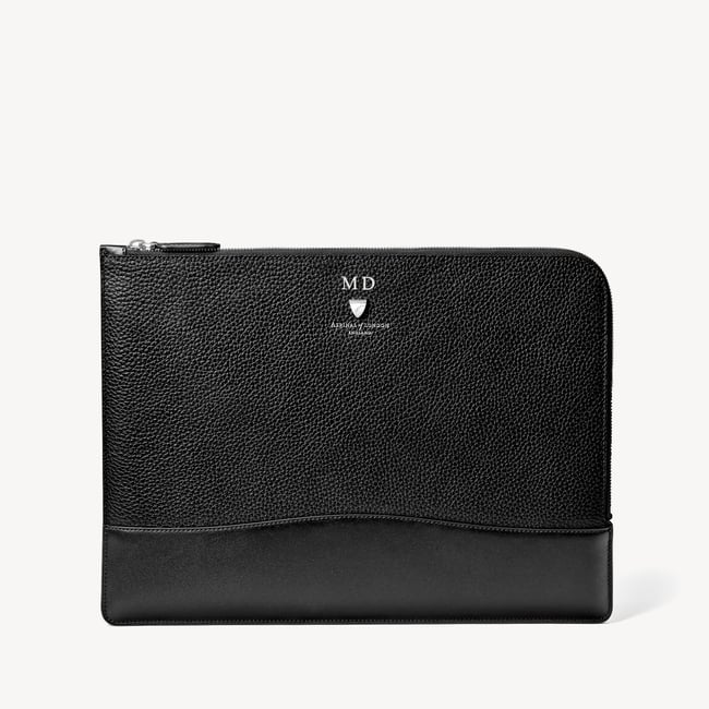 City Leather Folio Case Black Pebble