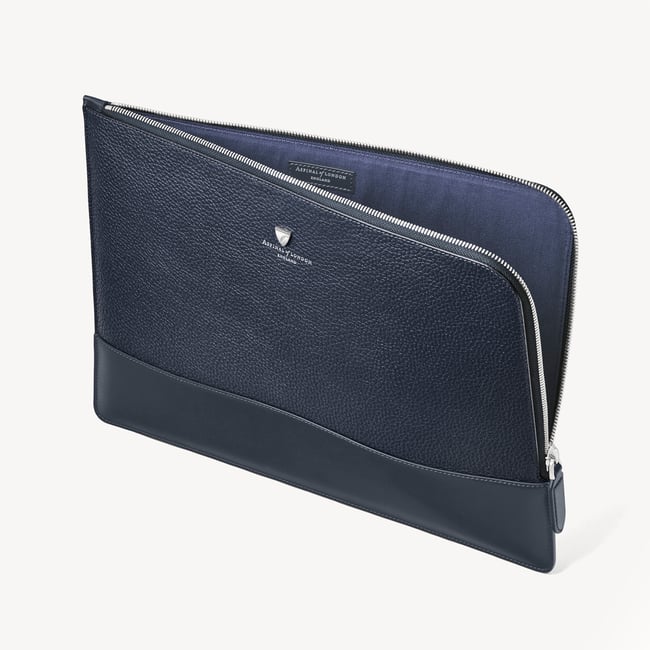 City Leather Folio Case Navy Pebble